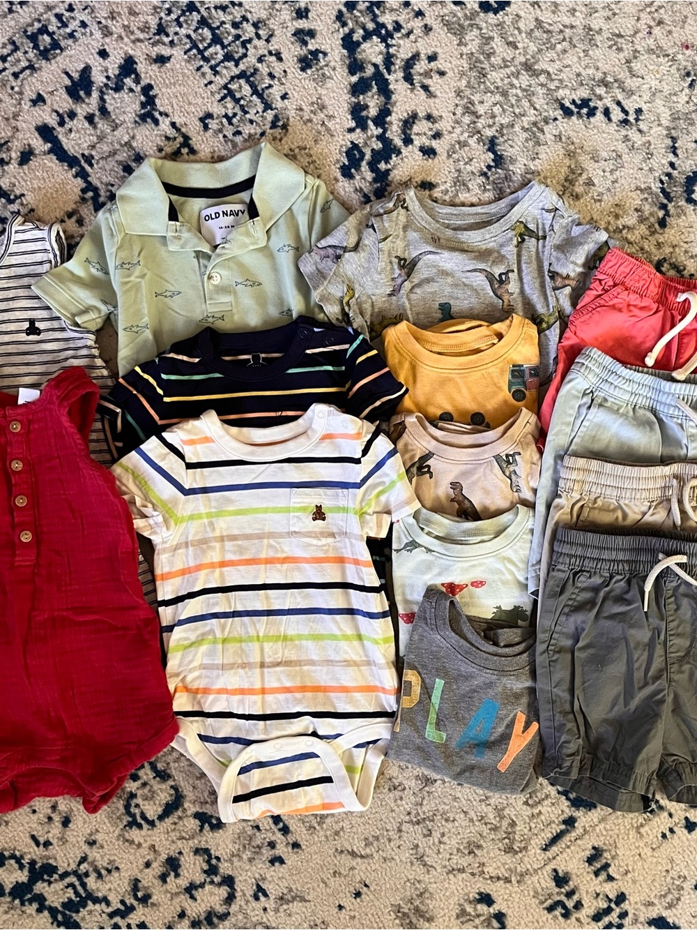 18-24 months summerMixed Baby Boys Clothing Bundle - Stripes, Dino & Play Prints